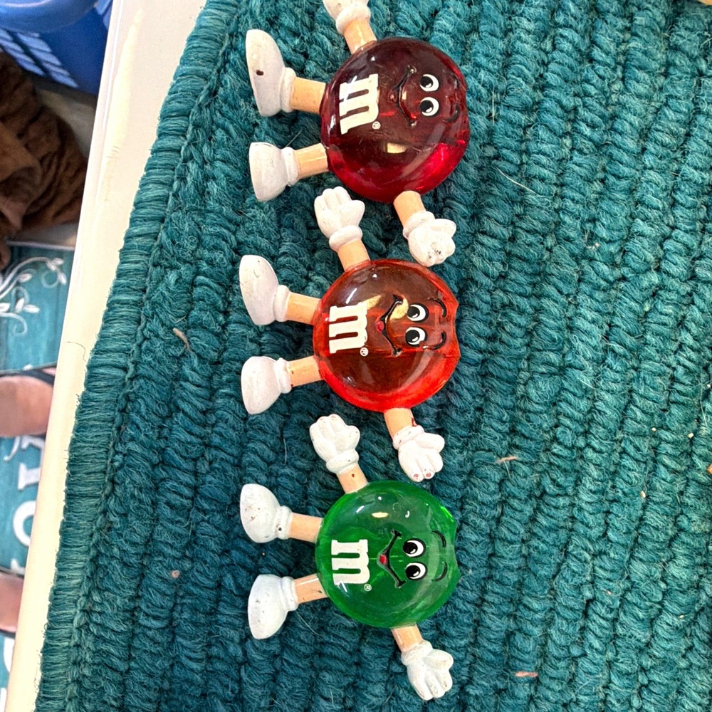M&M's Character Figurines Lot of 3 Red Green Orange Candy & Nuts Theme